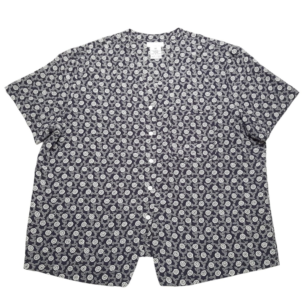 Rena Rowan for Saville Blouse Womens Plus 24W Navy Floral Button Up Shirt‎ Top